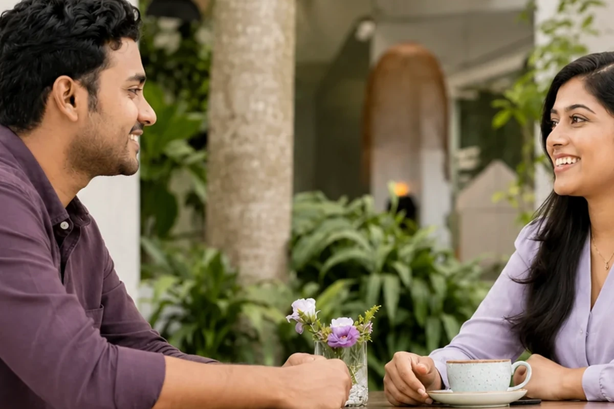 Sri Lankan couple meeting respectfully